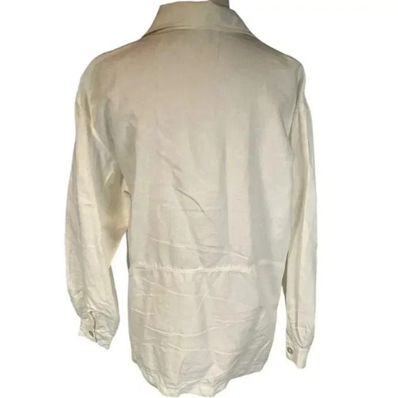Merona Linen Button Down Long Sleeve Women's White Shirt Size Medium Casual - Picture 4 of 12